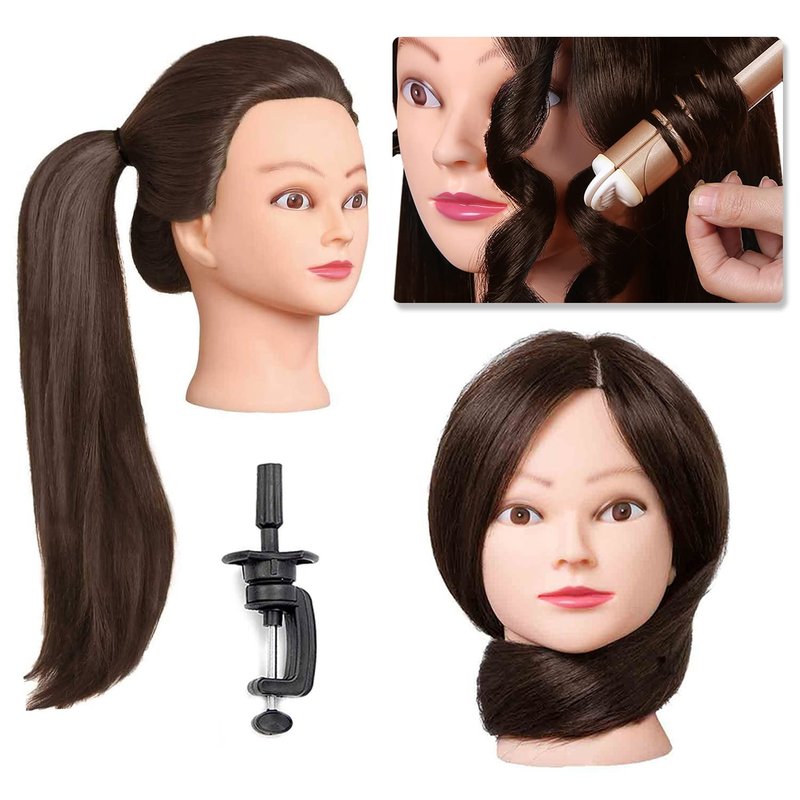 SOPHIRE 26"-28" Long Hair Mannequin Head with 80% Real Human Hair, Hairdresser Practice Training Head Cosmetology Manikin Doll Head with 9 Tools and Clamp - Golden, Makeup On