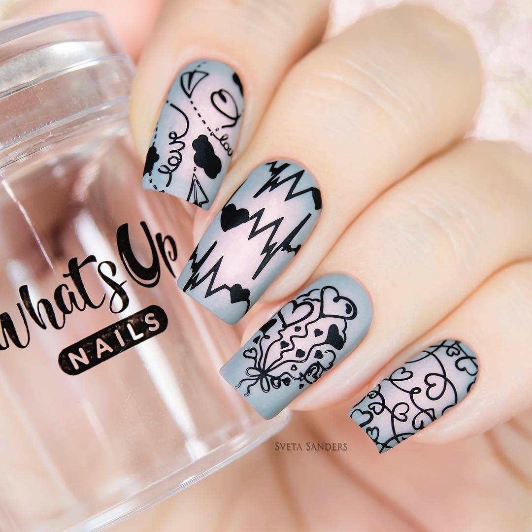 Whats Up Nails - Valentine's Day Stamping Plates 2 pack (B024, B041) for Nail Art Design
