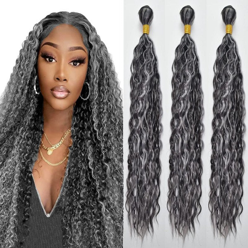 Luxvogue Bundles Human Hair 14 16 18 Inch Jerry Curly P4/GREY Human Hair Bundles 11A Unprocessed Brazilian Virgin Hair Quick Weave for Black Women