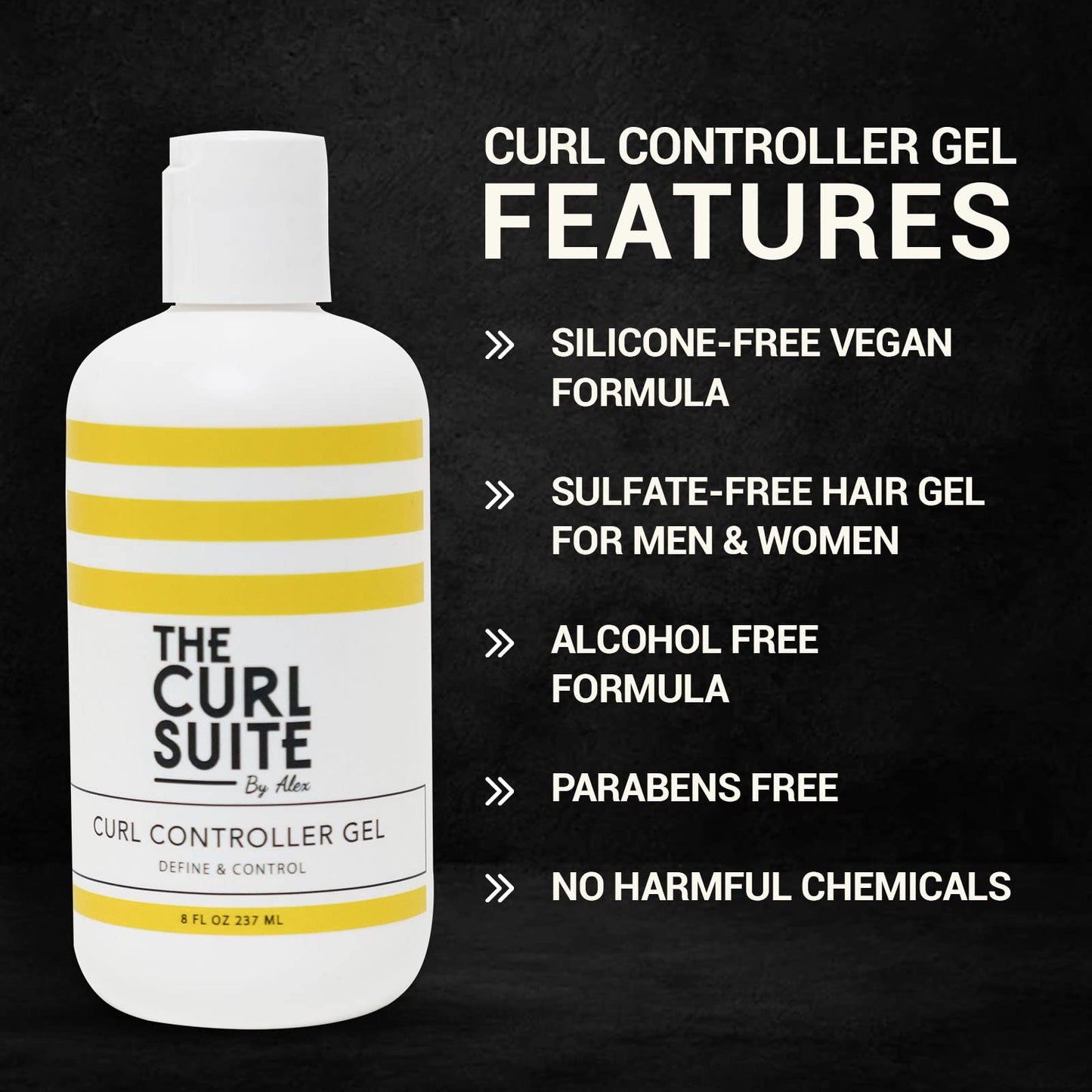 The Curl Suite Curl Controller - Long-Lasting Styling Gel for Curly, Coily, and Wavy Hair, Unisex (8 Oz)
