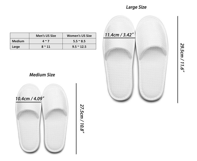 AhfuLife 10 Pairs of Waffle Open Toe White Slippers Fit Most Men and Women for Spa, Party Guest, Hotel and Travel, Washable and Non-Disposable (Large, White-10 Pairs)