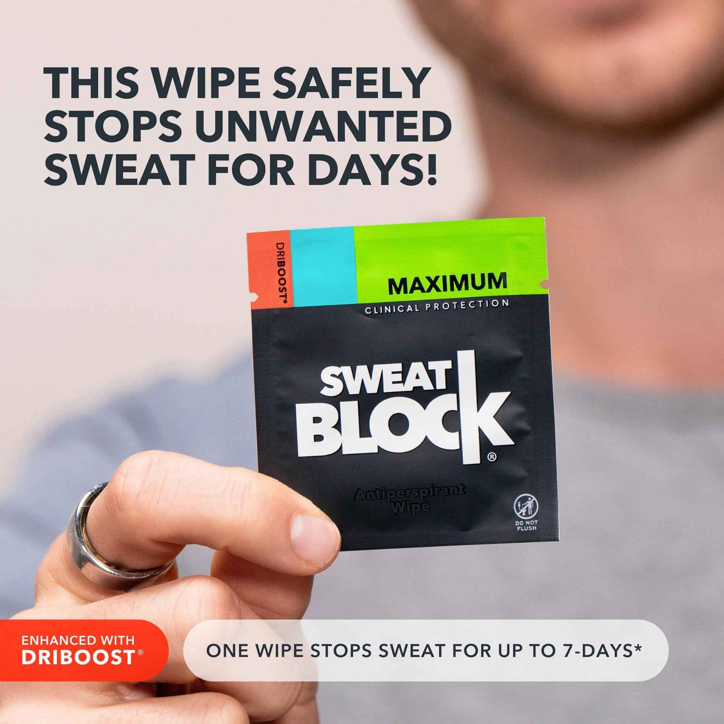 SweatBlock Clinical Strength Antiperspirant Wipes for Men Women Excessive Sweat Protection Hyperhidrosis Treatment Stops Underarm Perspiration Up to 7 Days Includes 10 Individually Wrapped Sweat Wipes