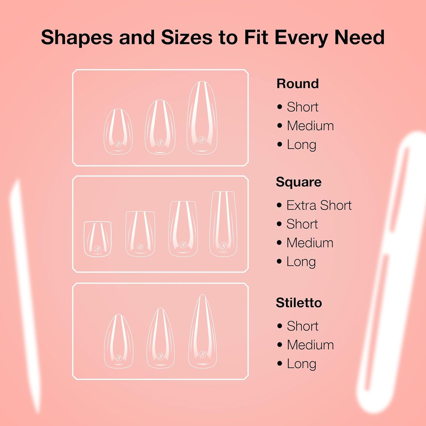 Soft Gel Nail Tips - Short Round Shape | 602 Tips in 14 Sizes (00-9) for Professional Nail Extensions