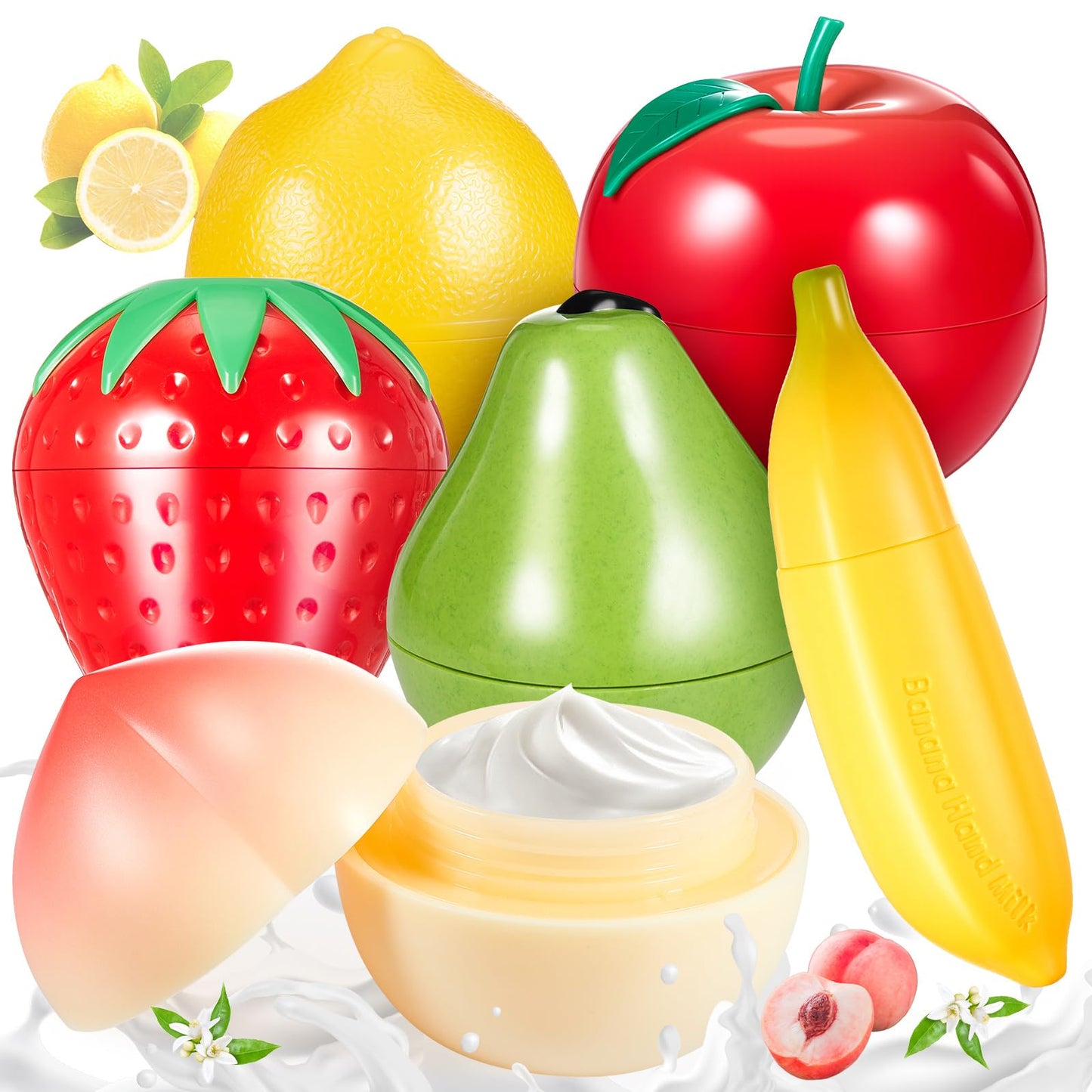 Swiffen 6 Pcs Hand Cream Gifts Set for Women Strawberry Hand Lotion Travel Size Moisturizing for Dry Cracked Hands Birthday Party Favors Supplies Funny Fruit Gifts for Teacher Nurse Mother Her