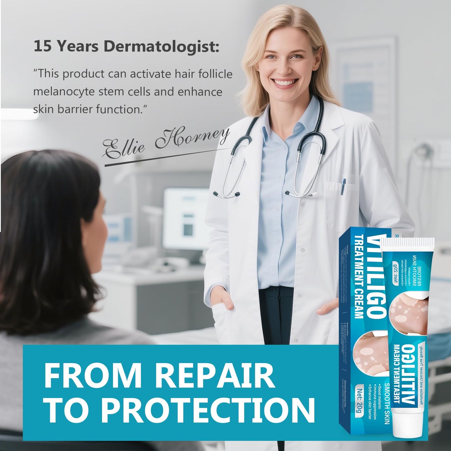 Vitiligo Cream| Effective Treatment of Skin Vitiligo, Reduce Uneven Skin Tone, White Spots, Promote Melanin Production of the Active Ingredients, Suitable for Both Men and Women, 20G