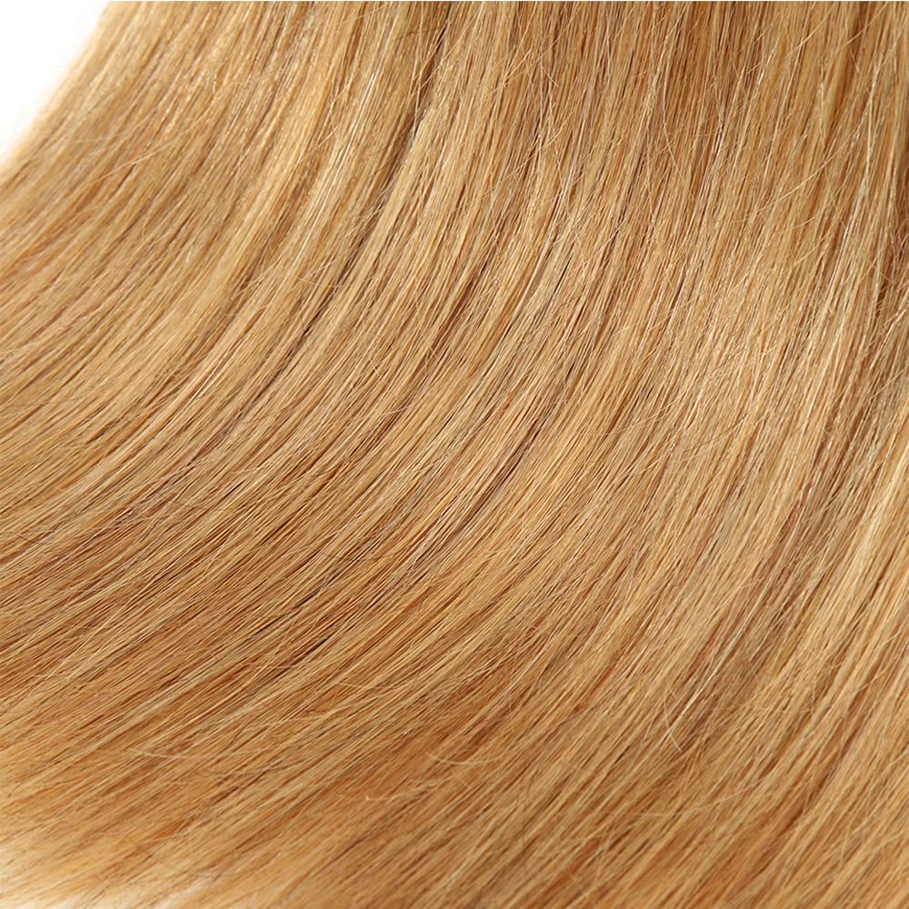 #27 Blonde Bundles Straight Bundles Human Hair 14 16 18 Inch FuivJuix Unprocessed Brazilian Virgin Hair Honey Blonde Straight Bundle Human Hair Extensions 3 Bundle 150 Gram