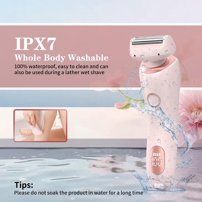 Electric Shaver for Women, Silk Glide Pro Shaver, 2 in 1 Wet & Dry Waterproof Electric Razors with Removable Head, Bikini Trimmer for Women for Leg Arm Underarm Bikini Area (Pink)