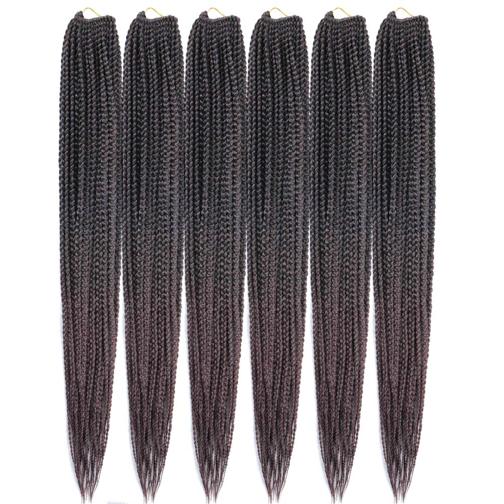 Medium Box Braids Crochet Hair - 30 Inch 3X Synthetic Braiding Extensions | 22 Strands, T1B/33 Color