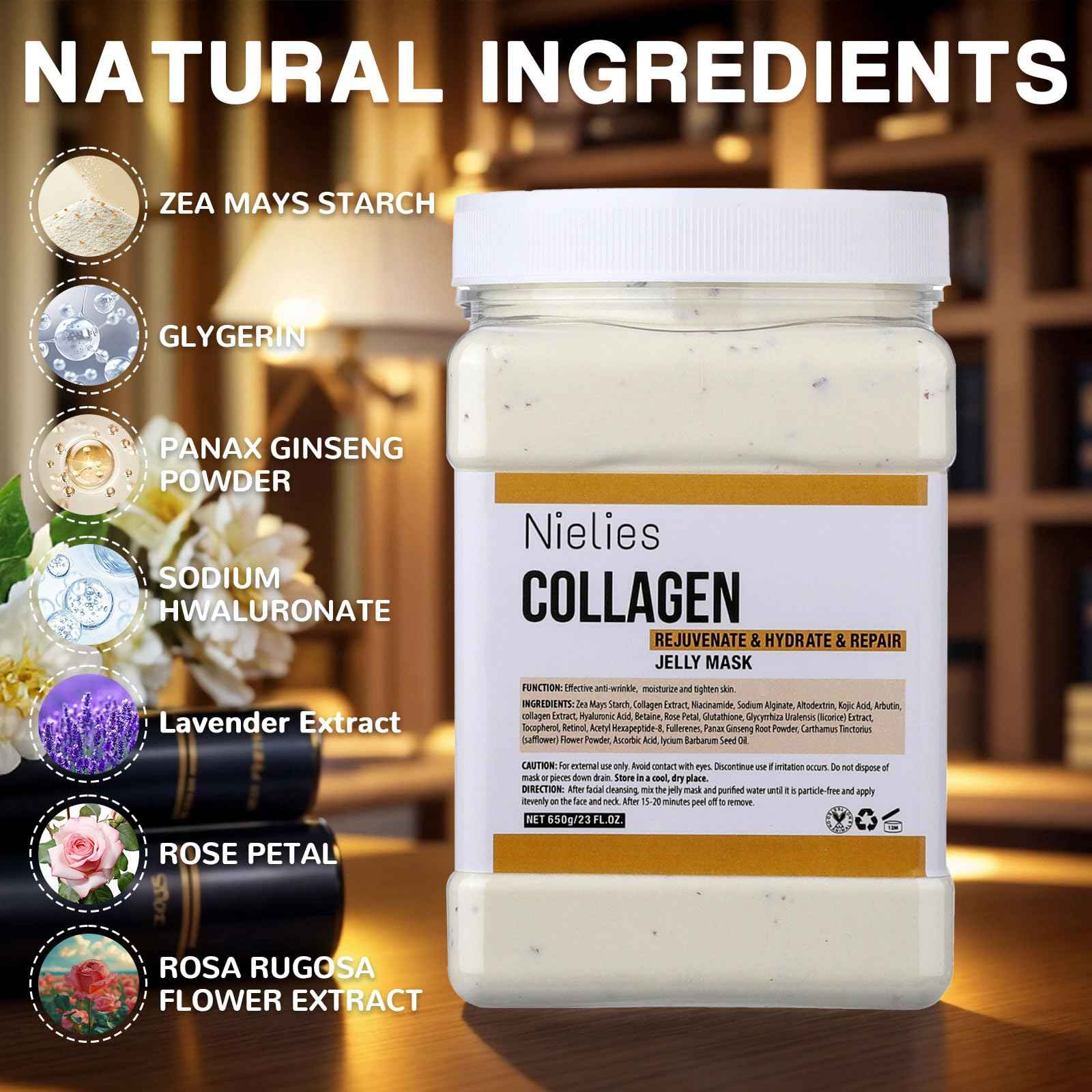 Nielies Peel-Off Jelly Face Mask – Hydrating Jelly Mask for Facials & Vajacials – Professional Facial Mask for Deep Cleaning, Smoothing – Jelly Mask for Facials Professional 23 fl oz