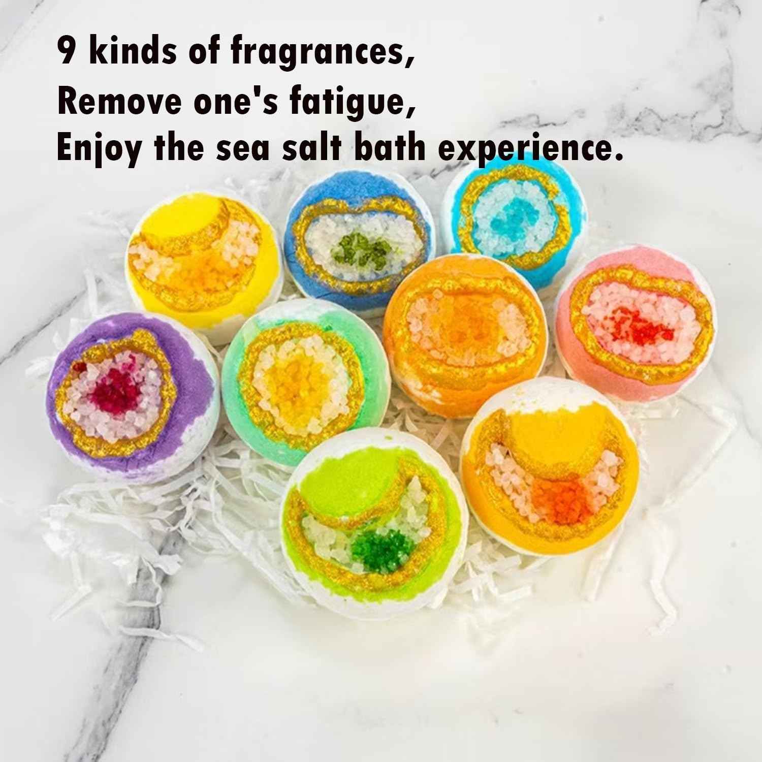 Bath Bomb Gift Set 9 - Valentine's Day Gift for Ladies, Relaxation Essentials, Bath Bomb, Immersion in Himalayan Sea Salt