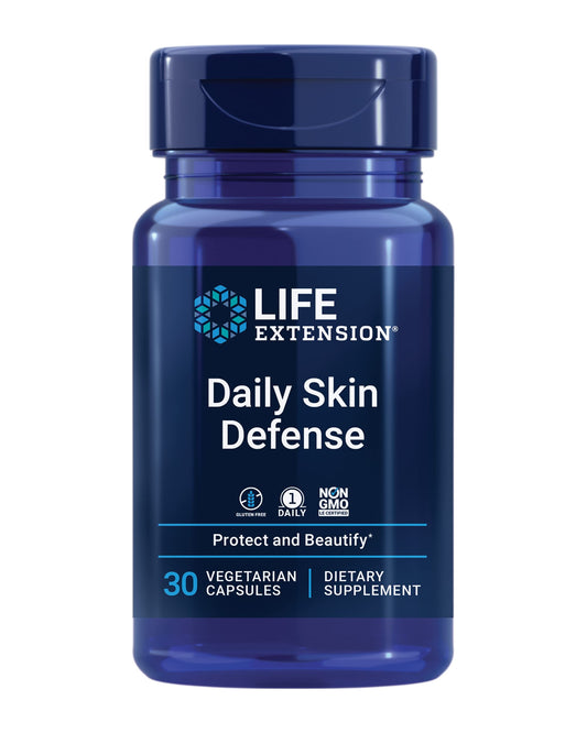 Life Extension Daily Skin Defense, Vitamin C, ceramides, Rosemary, Lemon Verbena, Helps Fight oxidative Stress & The Appearance of Wrinkles, Gluten-Free, Once-Daily, Non-GMO, Vegetarian, 30 Capsules
