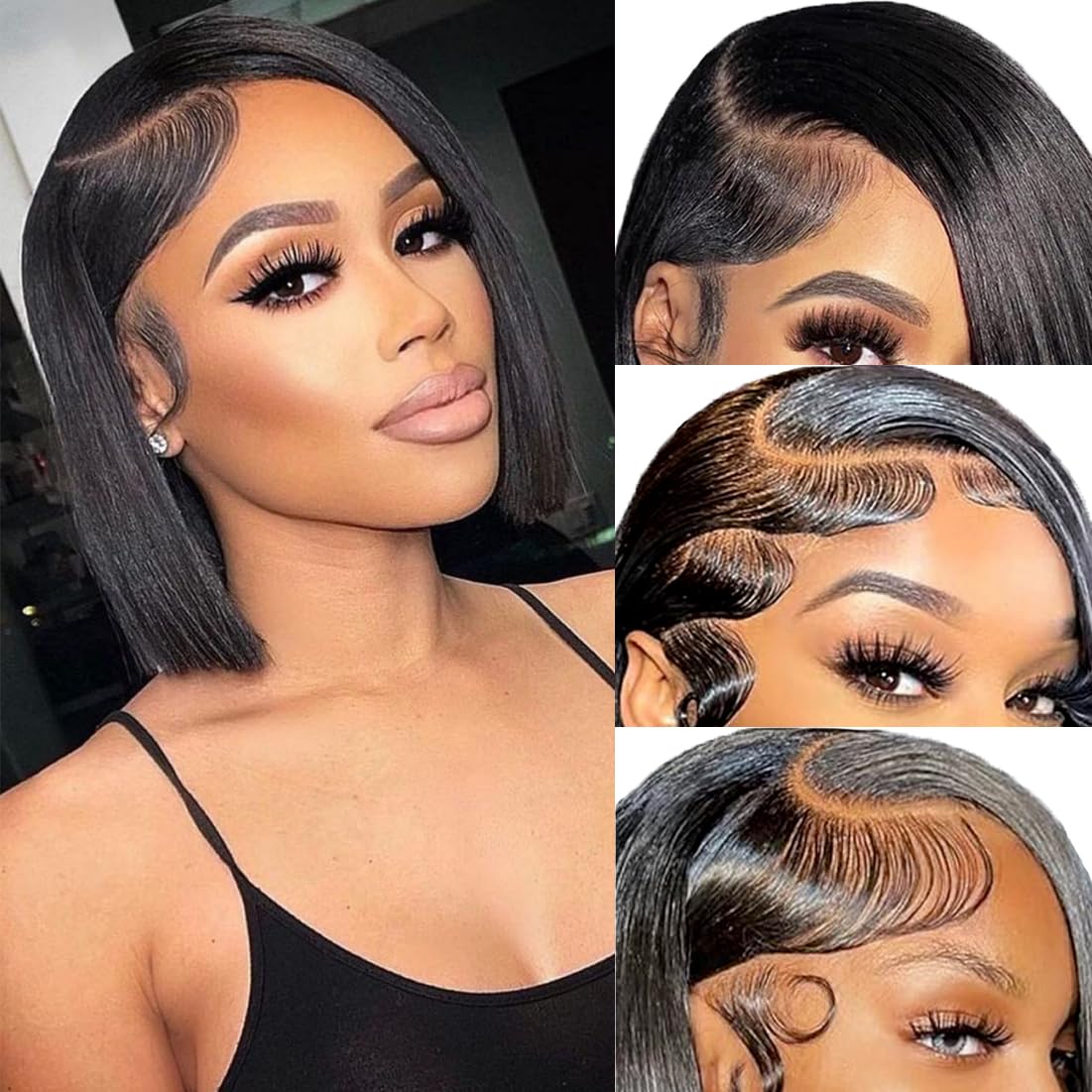 Straight Bob Wig Human Hair 13x4 Lace Front Wigs 200% Density Short Bob Wigs for Women HD Lace Front Wigs Human Hair Pre Plucked Short Wig Human Hair Natural Color 12inch
