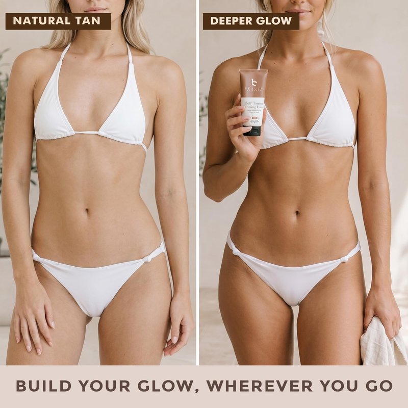 Tanning Lotion Self Tanner - USA Made with Natural & Organic Ingredients, Travel Size Self Tan Lotion, Non Toxic Gradual Tanning Moisturizer, Sunless Tanner for Fake Tan for Women & Men