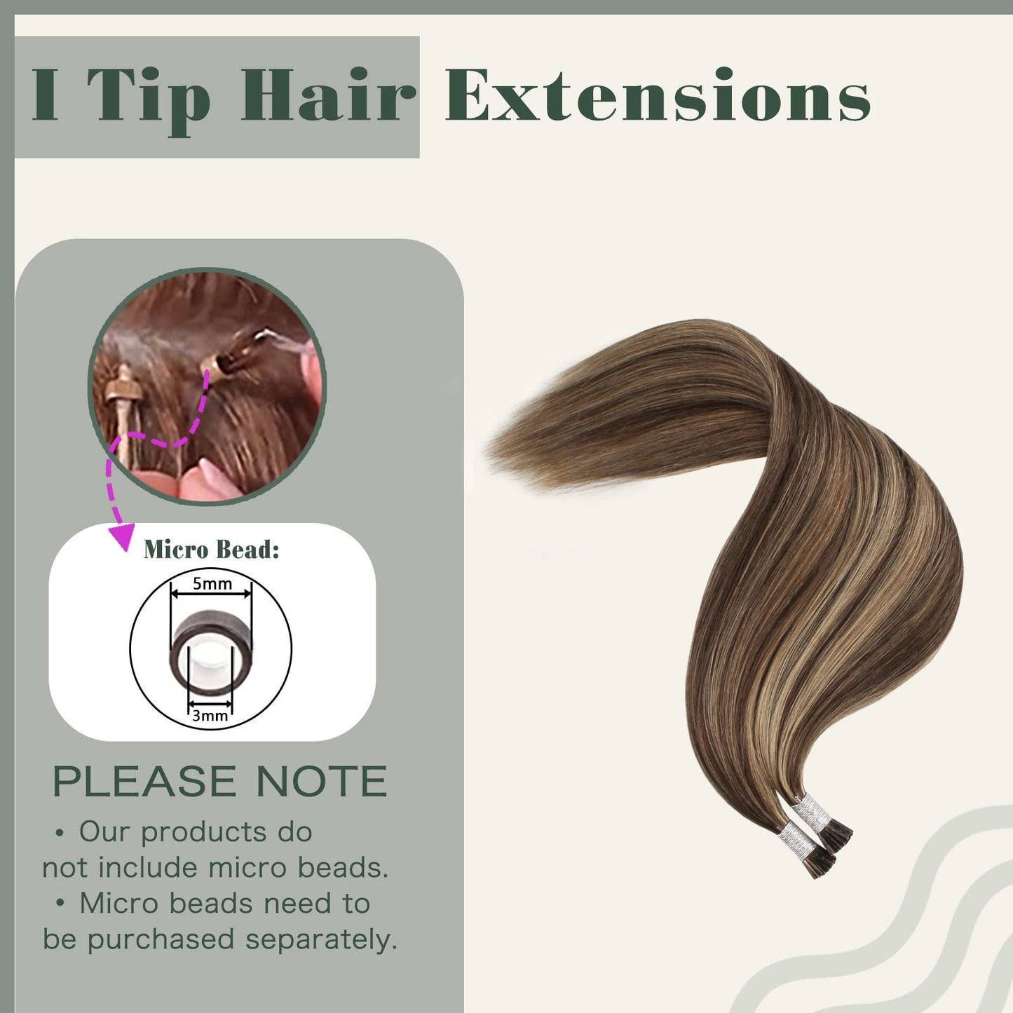 Sixstarhair Itip Hair Extensions Human Hair I Tip Extensions Chocolate Brown Highlighted Caramel Blonde Color 4/27 Cold Fusion Keratin Hair Extensions 14 Inch 50g/Pack 100Strands