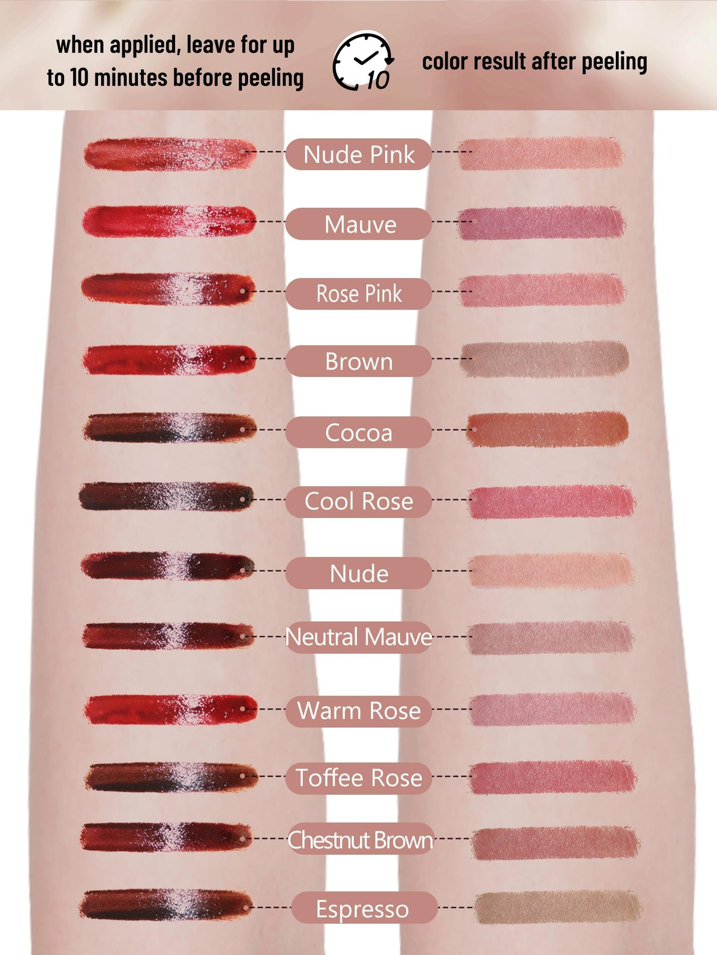 QCMME Lip Stain Peel Off Lip Liner Stain with Tweezer, Long Lasting Matte Lip Tint Tattoo, Highly Pigmented Color Lip Makeup, Waterproof Lipstick, Transfer-proof Lipstain for Women, Nude Pink