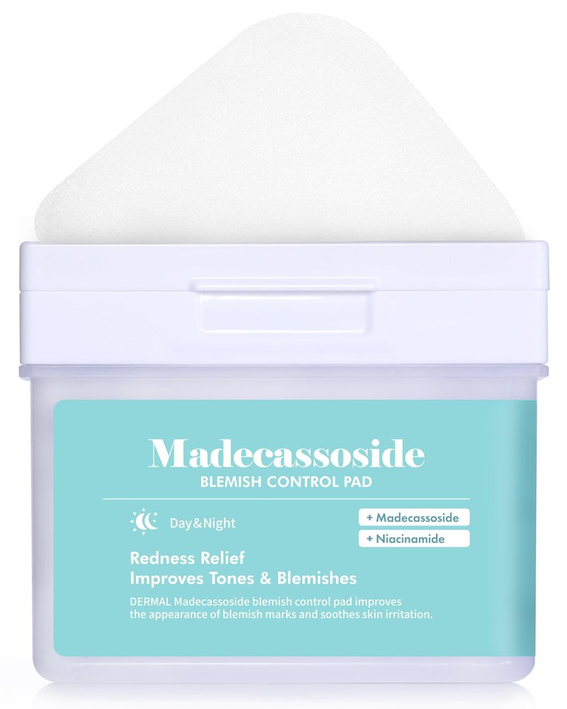 DERMAL Madecassoside Blemish Control Toner Pads 120 Count – CICA Centella Niacinamide PHA for Dark Spots & Uneven Tone – Vegan Gauze Tencel Pads with Tweezers (Korean Skincare)