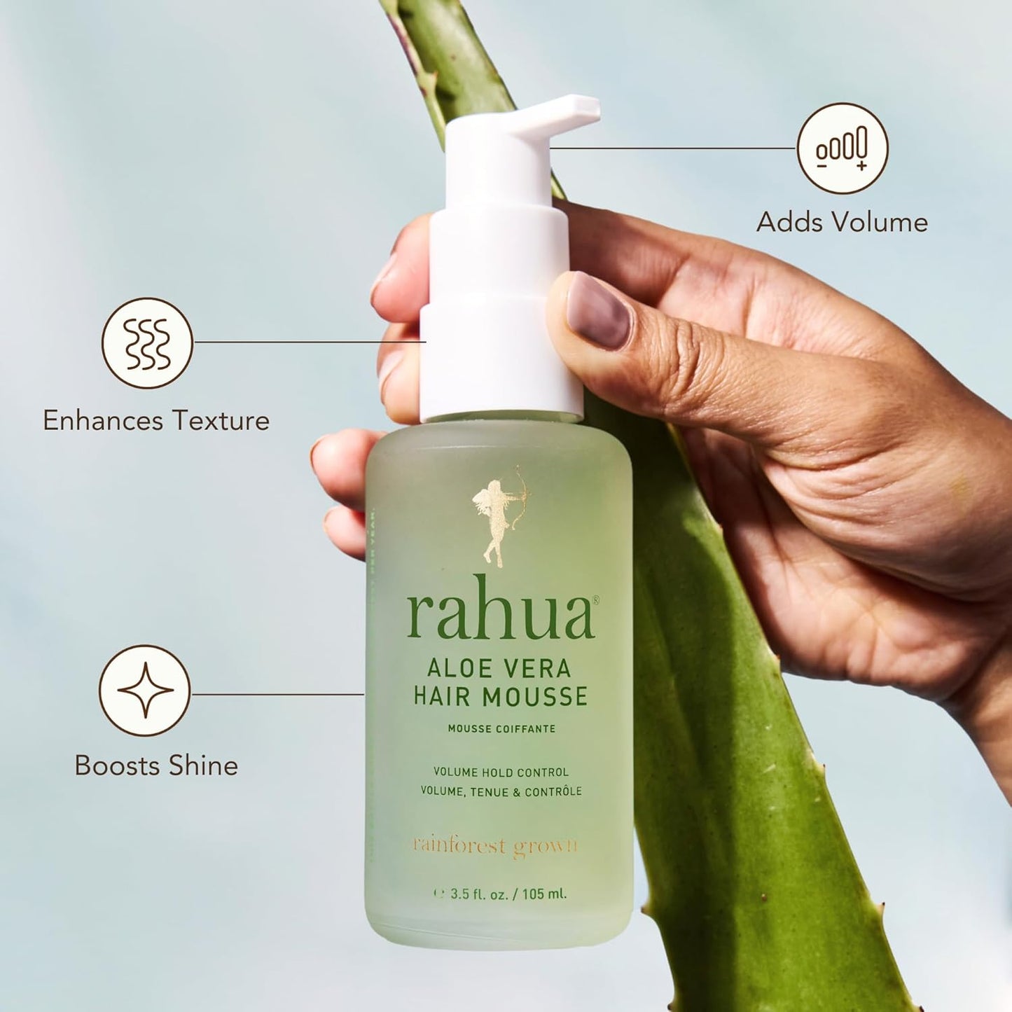 Rahua Aloe Vera Hair Mousse - Volumizing Foam for Flexible Hold & Shine | Natural Styling for All Hair Types - 6.4 fl oz