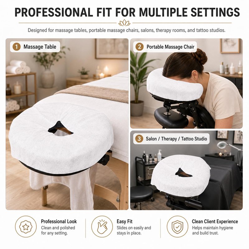Fuveuua 100PCS Disposable Face Cradle Covers Soft & Heavy Microfiber Massage Chair Cover Ultra Soft Non-Sticking Massage Headrest Covers for Massage Tables & Massage Chairs Latex-Free