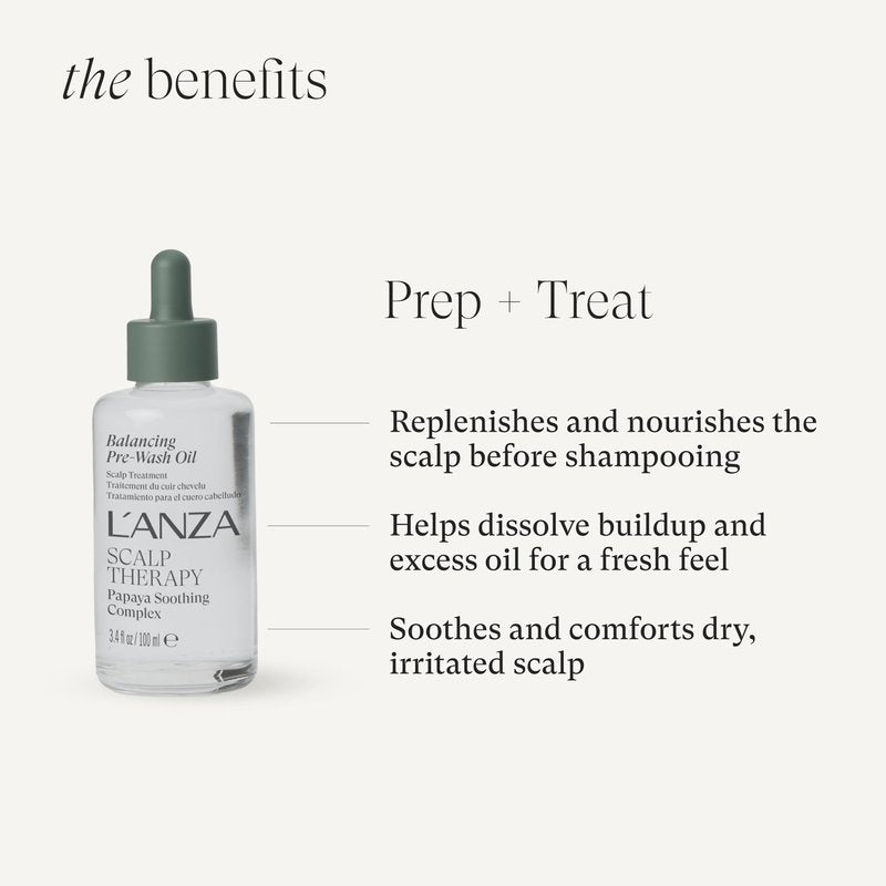 L'ANZA Scalp Therapy Balancing Pre-Wash Hair & Scalp Oil For Damaged Hair & Sensitive Scalps, Soothing & Anti Irritation, Removes Product Buildup, Anti Frizz, Color Safe Sulfate Free (3.4 Fl Oz)