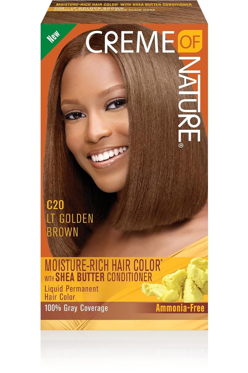 Creme of Nature Moisture Rich Liquid Hair Color - C20 Light Golden Brown | With Shea Butter Conditioner, 1 Application