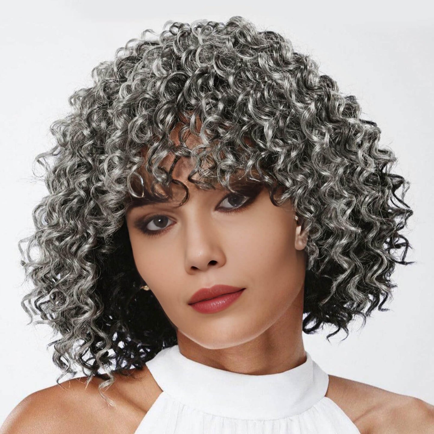 MIMAN 5 Packs 8 Inch Short Grey Beach Jamaican Bounce Synthetic Wand Curl Crochet Hair Curly Crochet Twist Braids Hair Extension For Black Women Ponytail Hairstyle