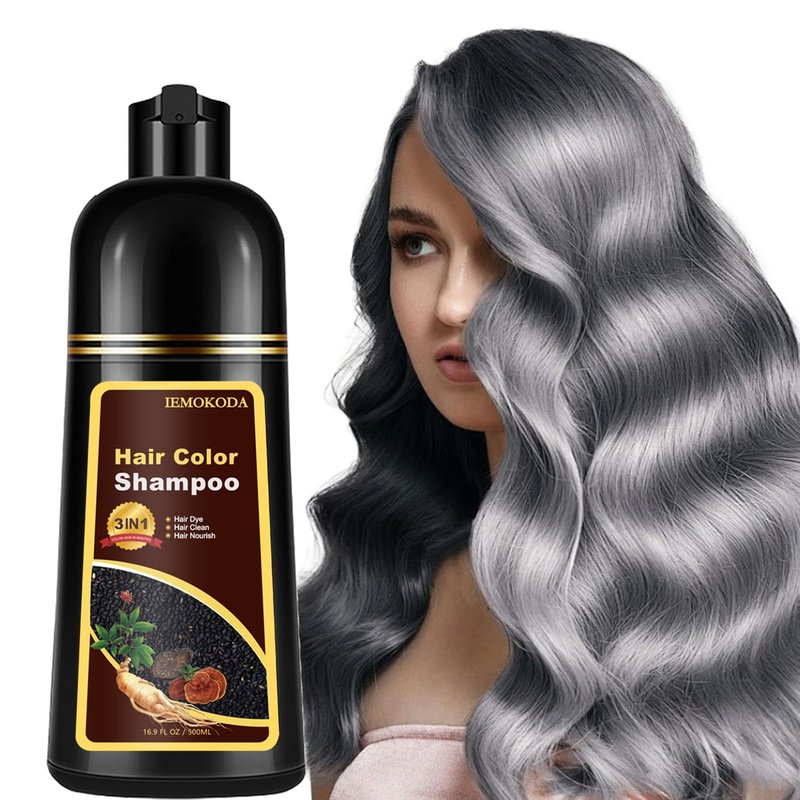 Silver Gray Hair Dye Shampoo | Instant Color in Minutes, Long-Lasting Formula - 16.90 Fl Oz