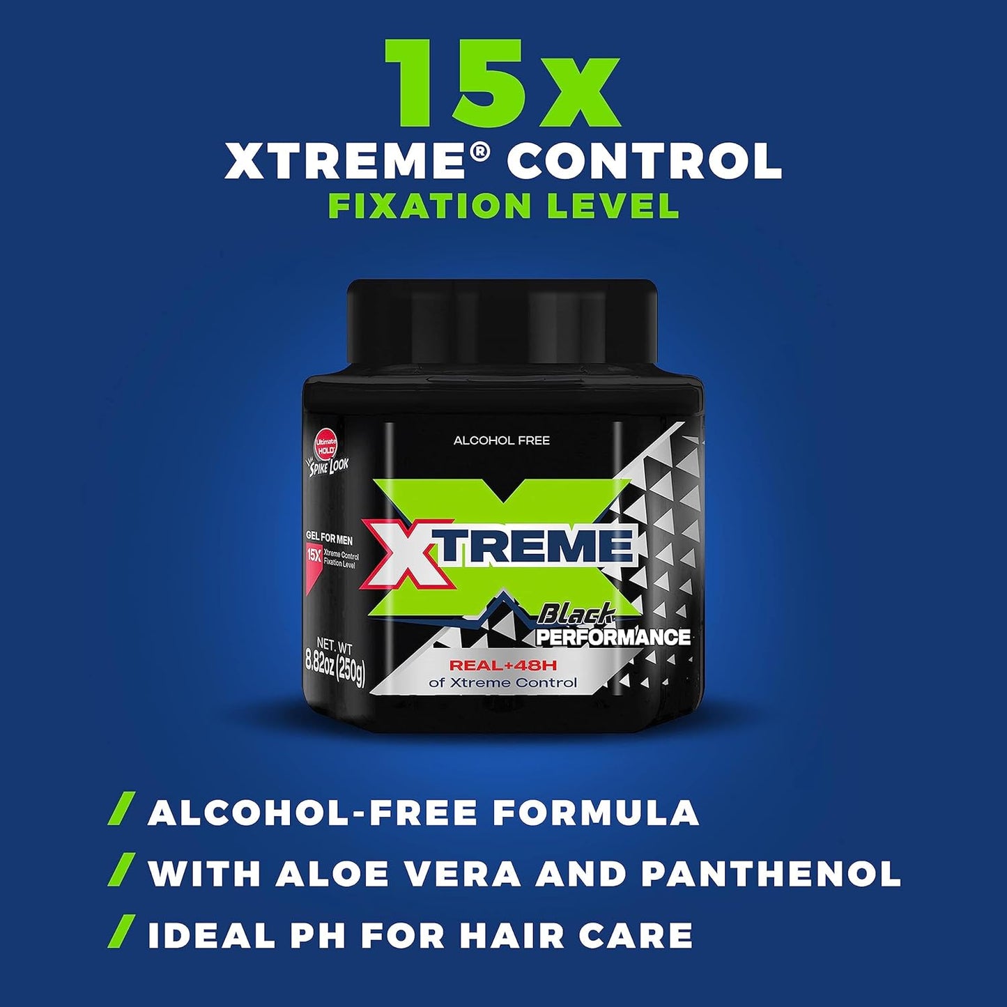 Xtreme Performance Black Hair Gel - Aloe Vera Infused, 8.82 oz Jar | Pack of 12