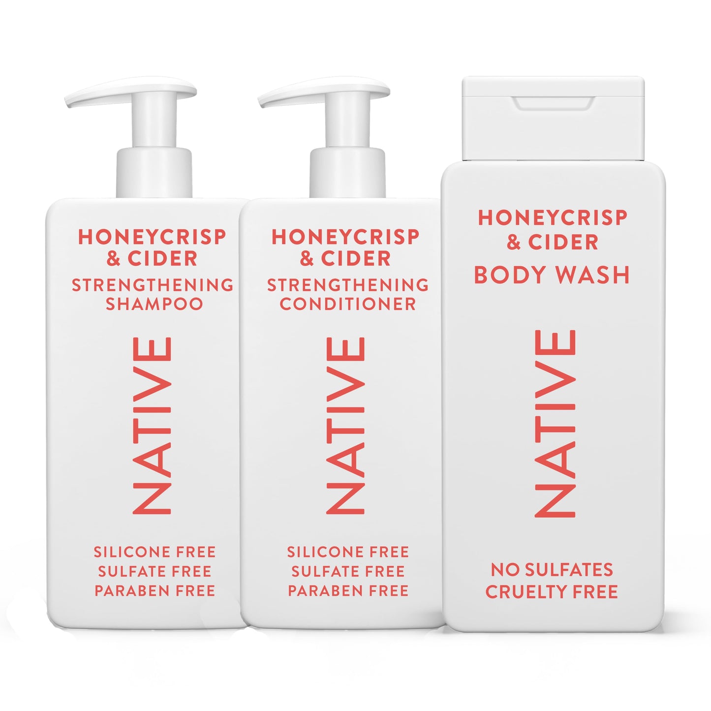 Native Hair & Body Care Set – Honey Crisp & Cider – Sulfate Free Shampoo, Strengthening Conditioner & Skin‑Loving Body Wash – Naturally Derived Ingredients – 3‑Piece Bundle