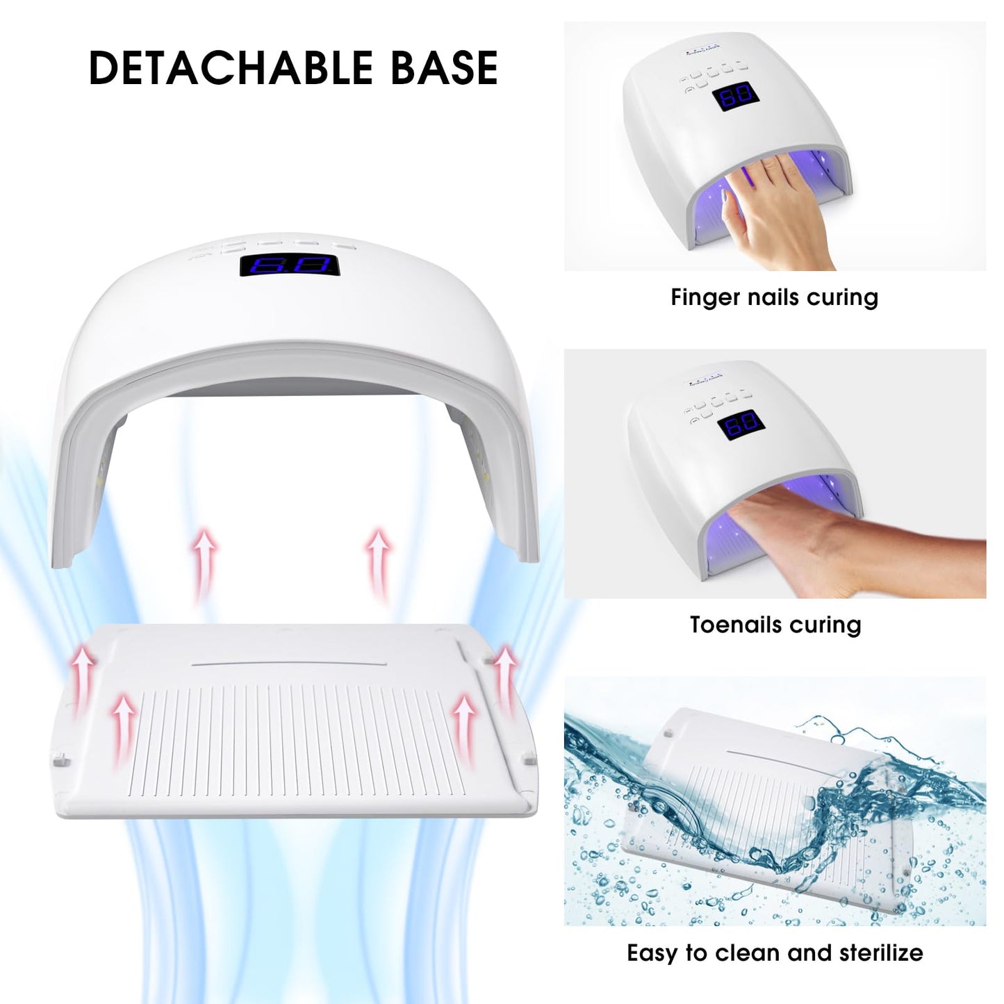 48W Professional Rechargeable UV/LED Nail Lamp, Cordless Gel Nail Dryer with Auto Sensor & Digital Display, 4 Timer Setting Quick Curing Light for Home Salon