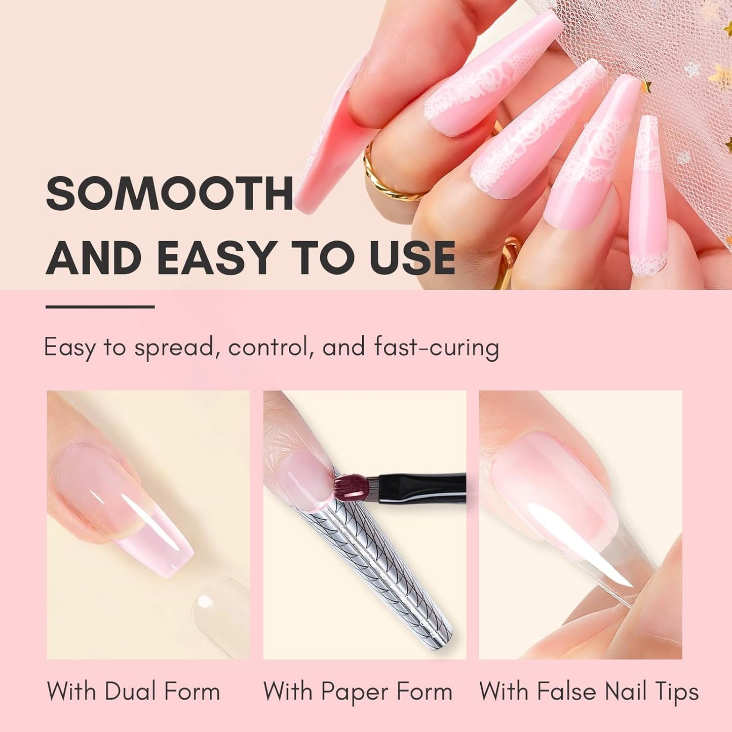 Makartt Poly Nail Gel: Clear 50ML Gel Builder for Natural-Looking Strengthener 3D Molding Gel for Trendy Nail Art-Long-Lasting and Easy to Use Supplies