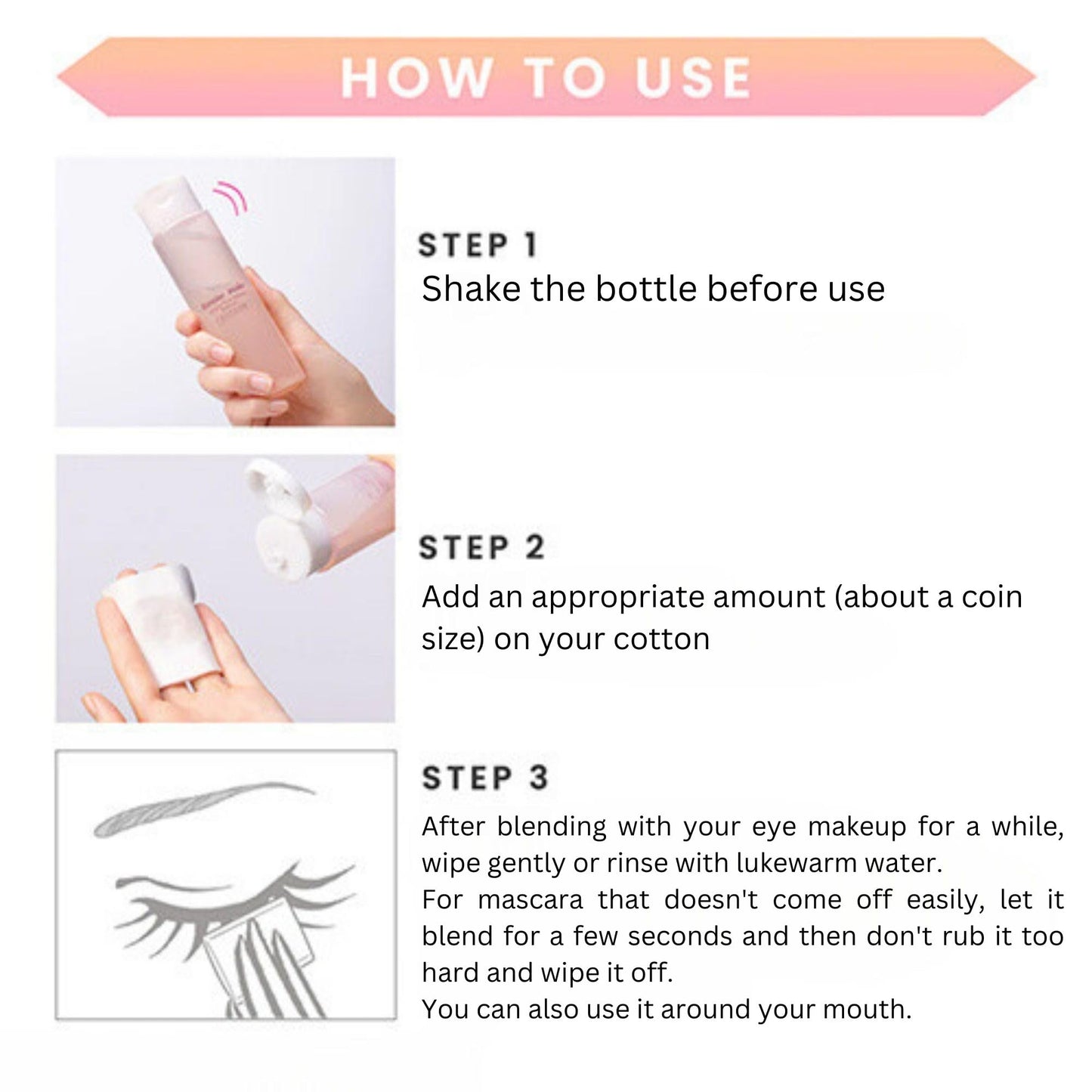 Heroine Make by KISSME Makeup Remover Liquid with Collagen & Ginseng, Eye Makeup Remover for Sensitive Eyes & Lips, Mascara Remover for Eyeliner, Eye Shadow & Lipstick, from Japan, 4.2 Fl Oz