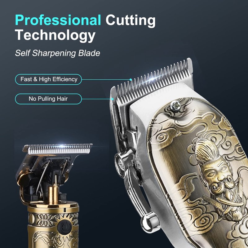 Suttik Hair Clippers for Men Barber Clippers and Trimmer Set of 3, Professional Cordless Nose and Beard Trimmer Hair Cutting Grooming Kit, Rechargeable, LCD Display