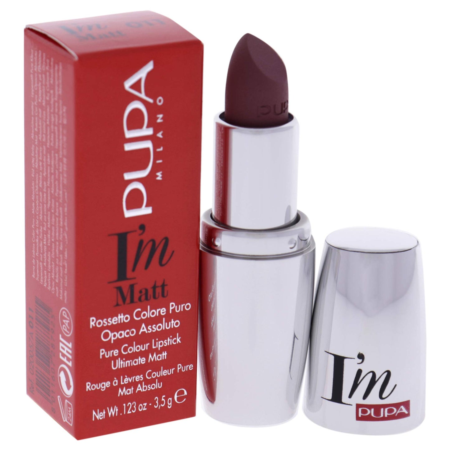 PUPA Milano I Am Matt Pure Colour Lipstick - Dresses Lips In Full, Deep Color - Matte, Velvety And Extremely Sensory Feel - Glides On Without Weighing Lips Down - 051 Blue Fuchsia - 0.123 OZ