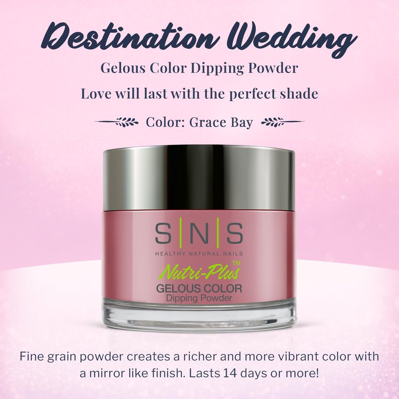 SNS Nail Dip Powder, Gelous Color Dipping Powder - Grace Bay (Purple/Mauve Rose, Cream) - Long-Lasting Dip Nail Color Lasts 14 Days - Low-Odor & No UV Lamp Required - 1.5oz