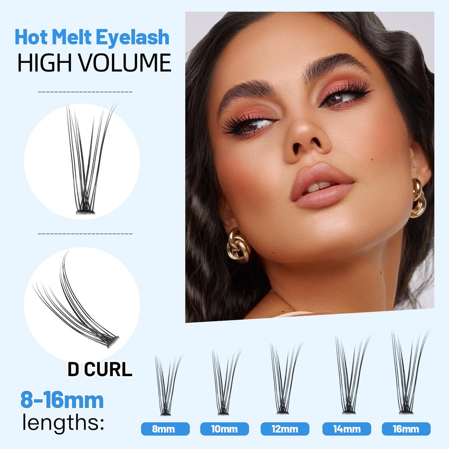 Bodermincer 120pcs 8mm/10mm/12mm/14mm/16mm to Choose Fish Tail Design 0.1 C Curl 3D Individual Mink False Eyelashes Extension Soft Black Fake False Eye Lashes （12mm）