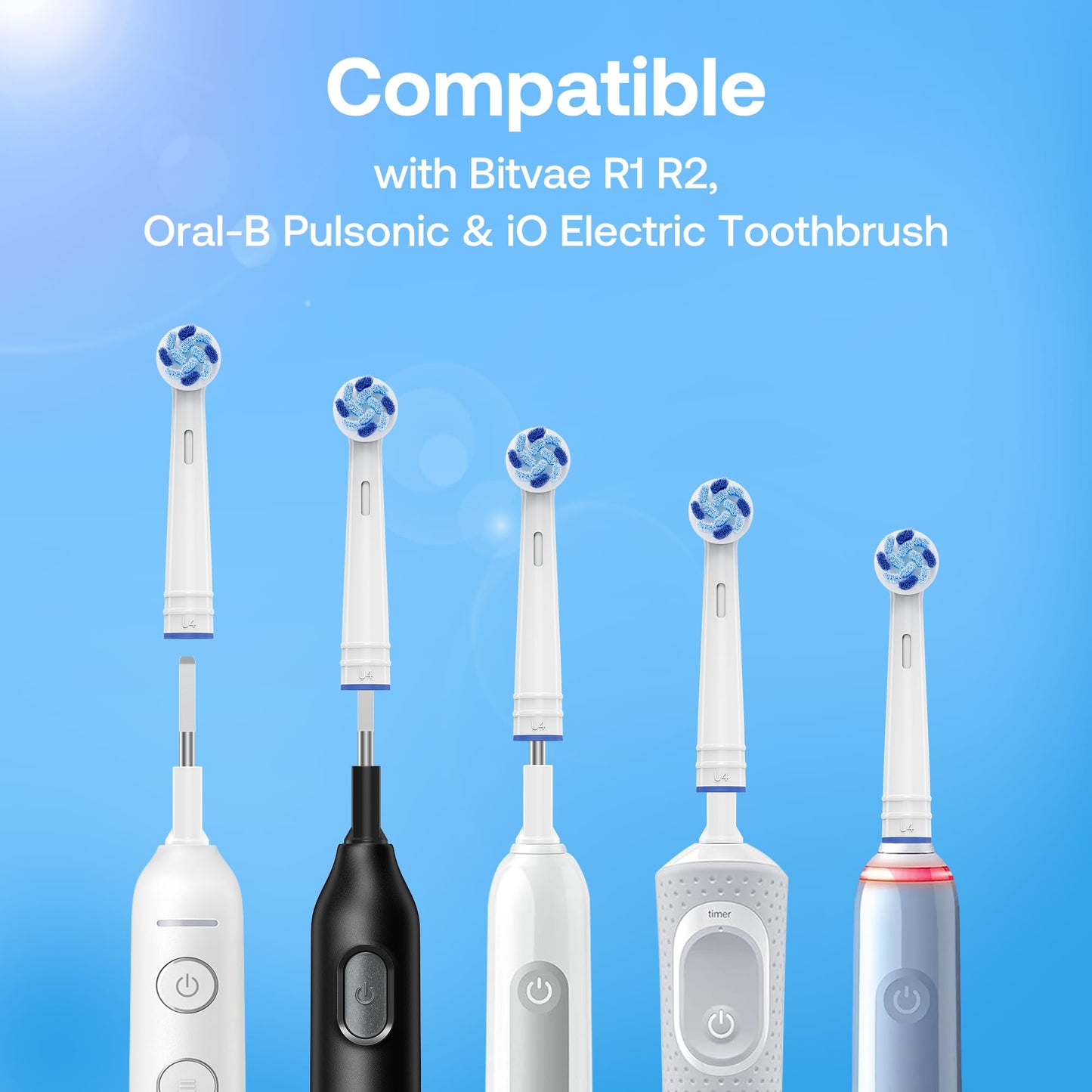 Bitvae Rotating Electric Toothbrush 2 Packs for Adults with Pressure Sensor, Gifts for Men/Women, 5 Modes Rechargeable Power Toothbrush with 8 Brush Heads, Black & White, R2