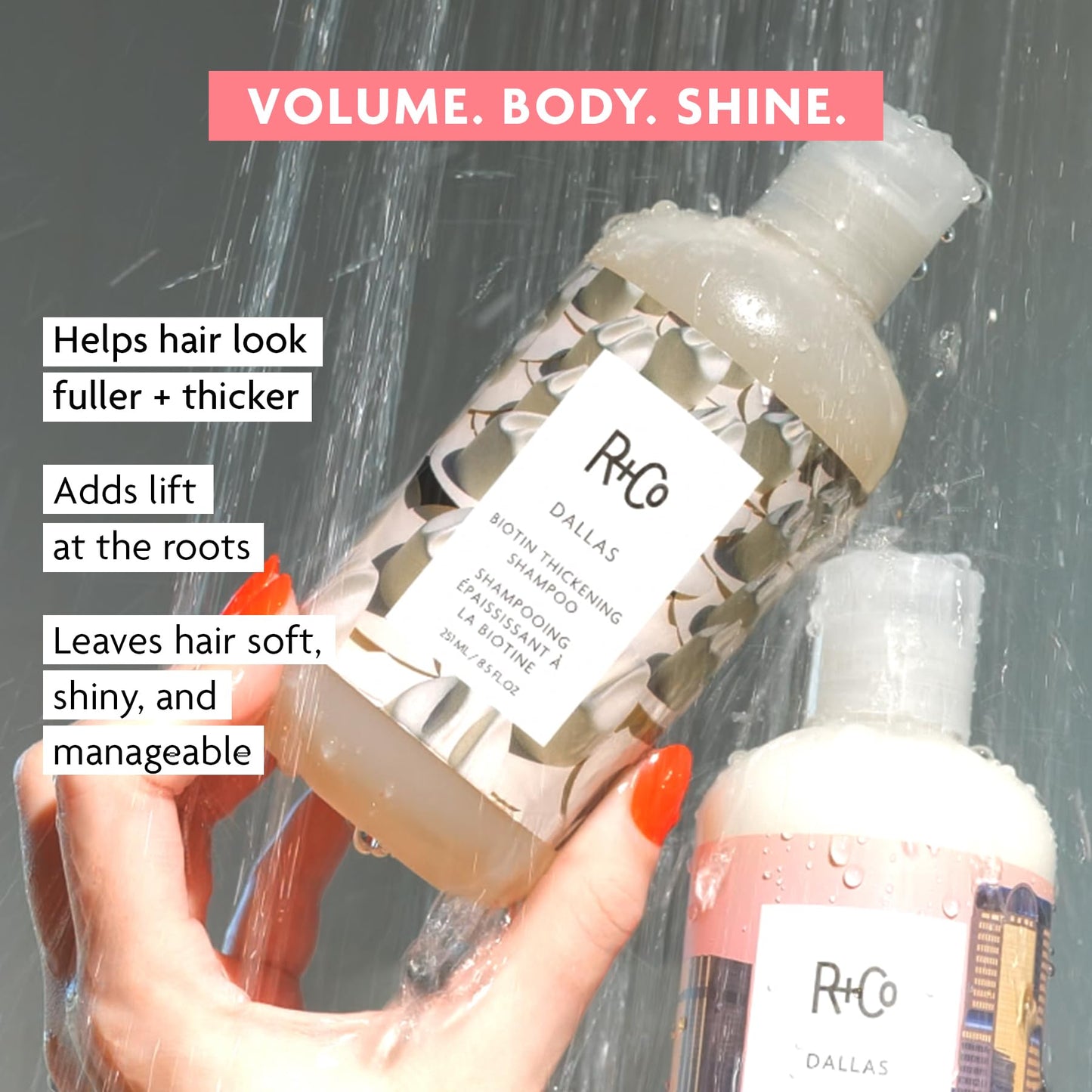 R+Co Dallas Thickening Shampoo | Biotin for Hair Growth, Thickening, + Strengthening | Vegan + Cruelty-Free |