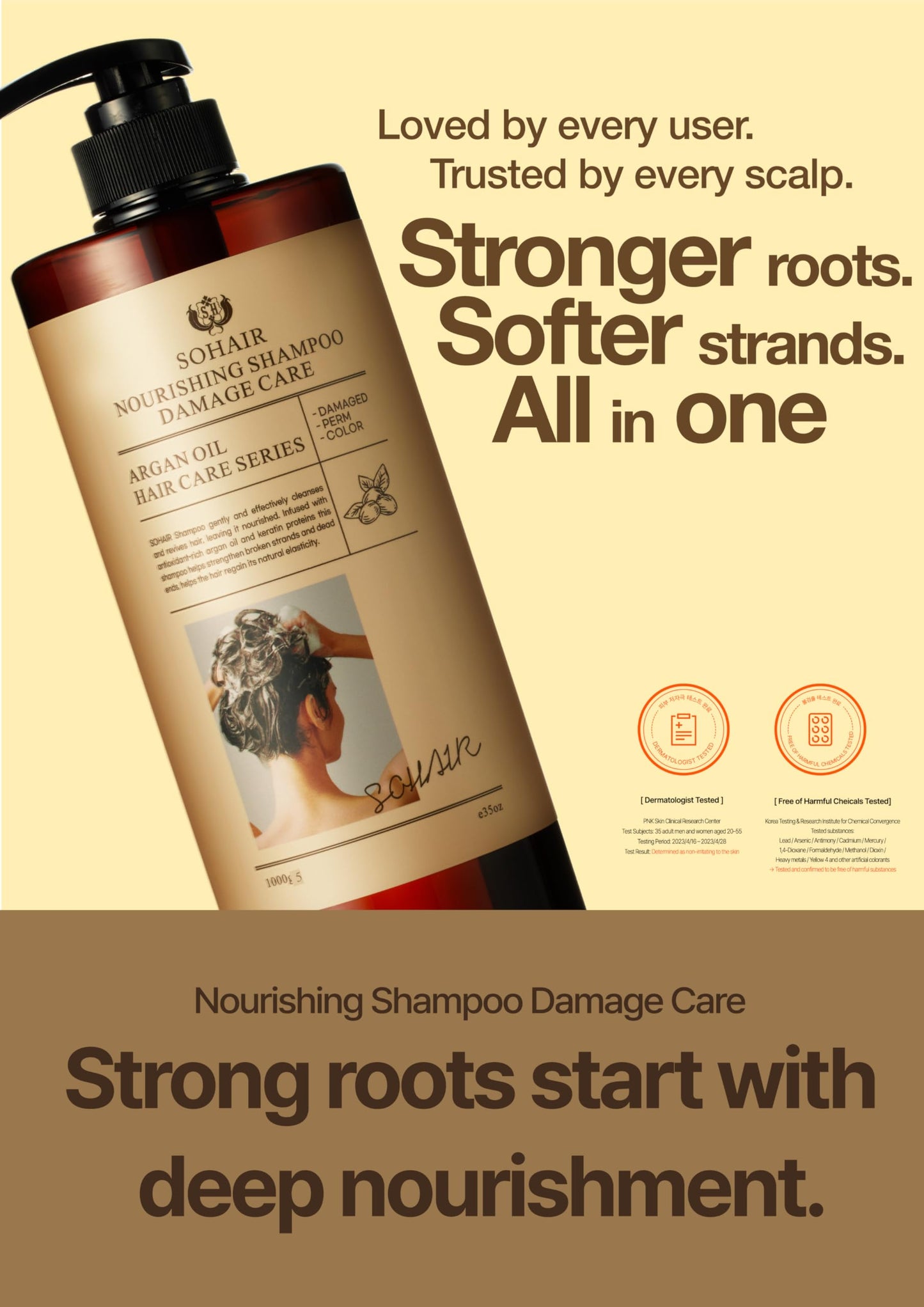 Sohair Nourishing Shampoo for Damaged Hair, Protein-Enriched Hair Care with Argan Oil & Honey, pH-Balanced Shampoo for Dry and Treated Hair, 17.6 oz