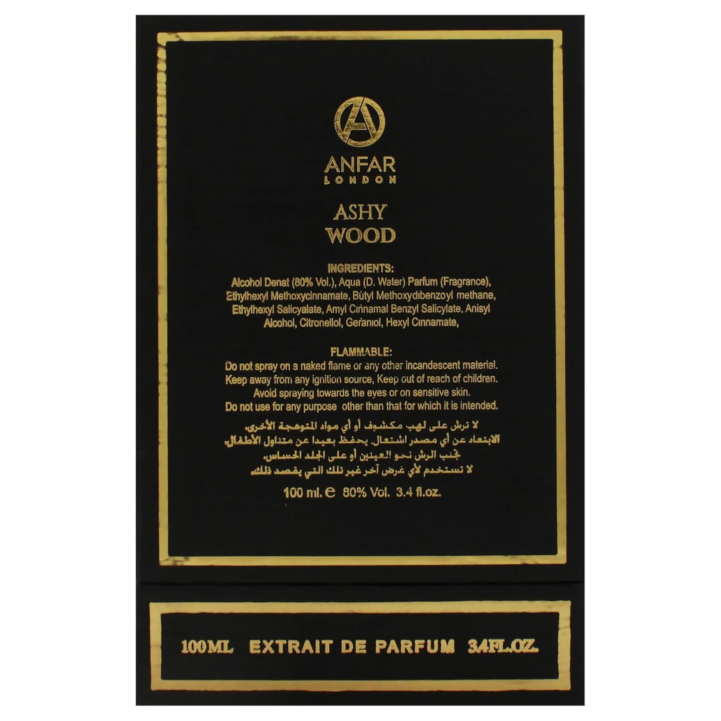 Anfar London - Men's Ashy Wood Extrait De Parfum Spray - 3.4 oz Fragrance