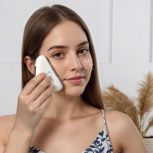 Jnusxy Gua Sha Device,Stainless Steel Gua Sha Facial Tools with Heat and Vibration, 4-in-1 Red Light Therapy for face,Electric gua sha face Massager, Pocket-Friendly Household Beauty Device