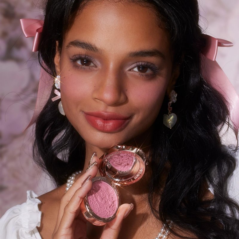 Flower Knows Strawberry Rococo Embossed Blush,Berry Pink Matte Powder Blush for Cheeks,Buildable & Blendable Face Makeup,Soft Long-Lasting Cute Make Up for Women & Girls,0.17 Oz(05 Berry Mary)