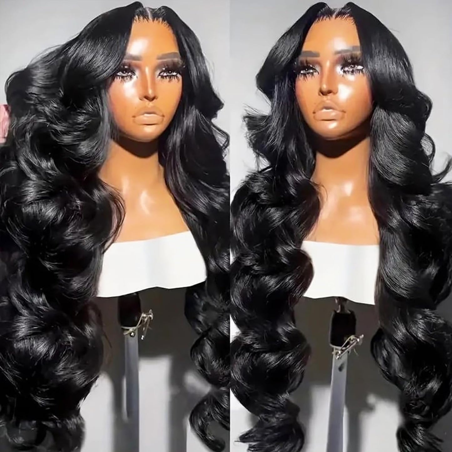 ANDRIA 13x4 HD Lace Front Wigs Body Wave Glueless Pre Plucked Lace Frontal Wigs For Black Women 250 density Loose Wave Synthetic Lace Front Wig With Baby Hair 26 Inch (Black)