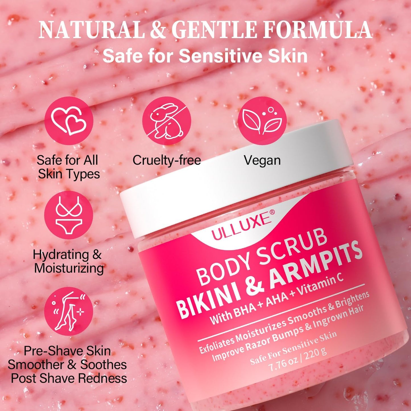 Bikini Area Exfoliator - 10% AHAs, BHA & Vitamin C Scrub for Ingrown Hair & Dark Spots | 7.76 oz