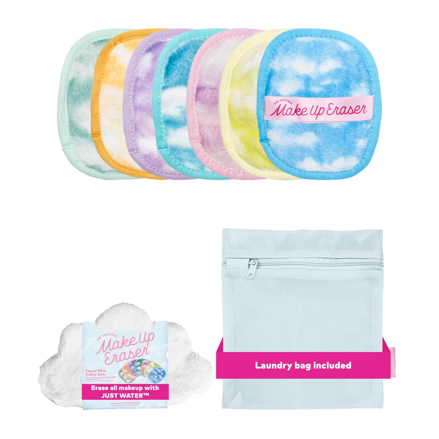 The Original Makeup Eraser 7-Day Set, Erase All Makeup with Just Water, Including Waterproof Mascara, Eyeliner, Foundation, Lipstick, Sunscreen, and More! Cloud 9, 7ct.