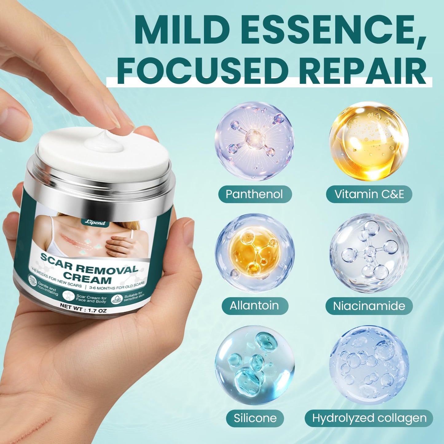 Scar Cream Gel Silicone Removal for Surgical Scars Burn Old Scars Acne Face Stretch Marks Hypertrophic Keloid wait Silicone Gel For Scars Topical Remover 2Pack 1.7 Oz