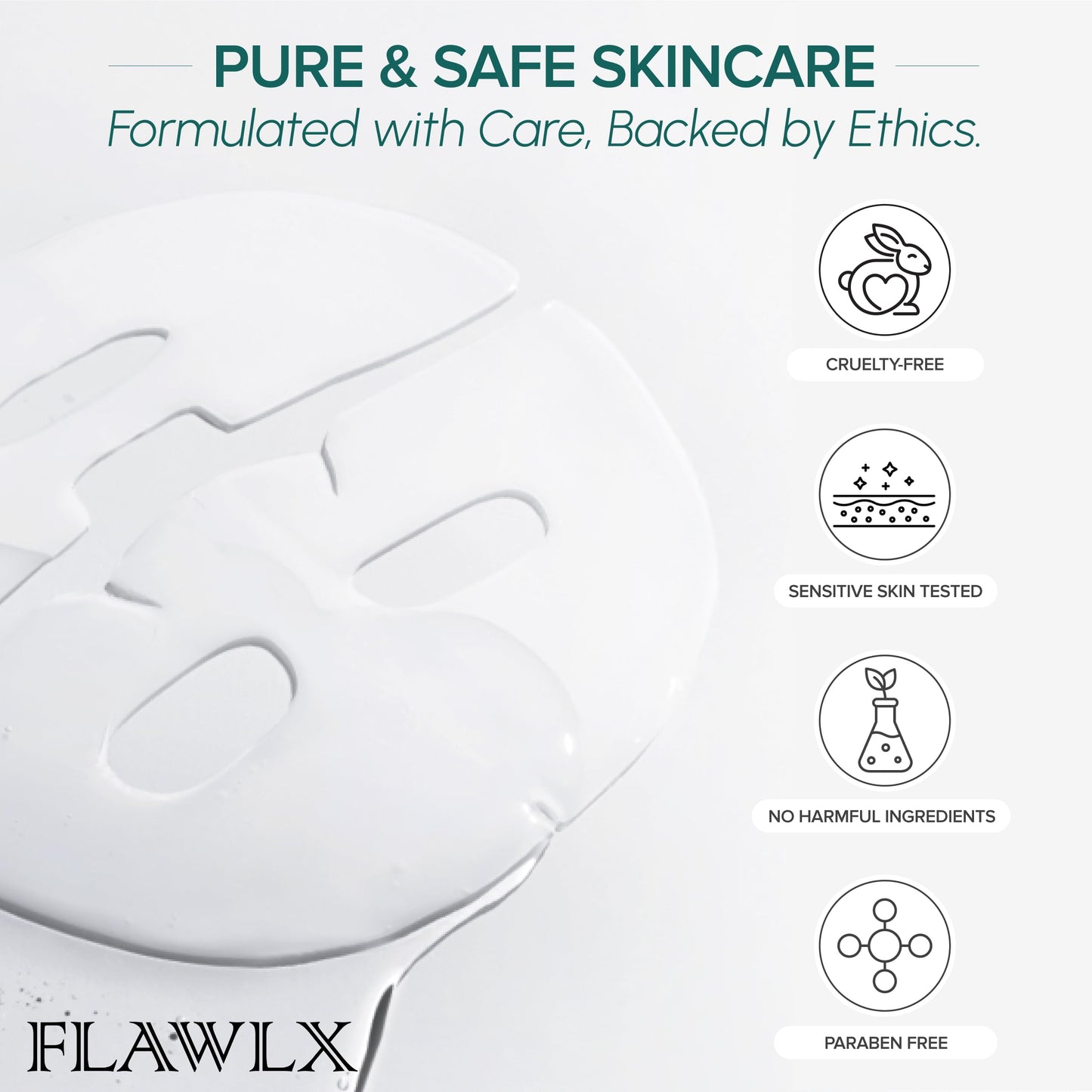 Flawlx Bio-Collagen Real Deep Face Mask, Hydrating Overnight Hydrogel Mask, Pore Minimizing, Elasticity Boosting, With Natural Ingredients, Facial Mask 45g (5-Pack)