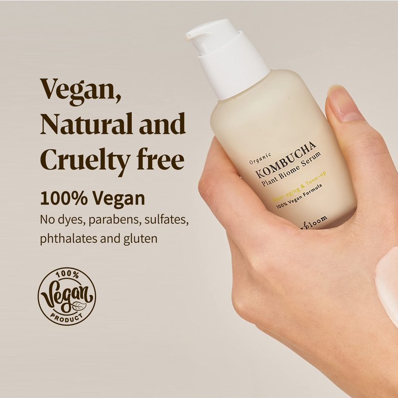 Herbloom Organic Kombucha Biome Serum - Deep Moisturizing and Hydrating Serum, Ceramide and Triple Hyaluronic Acid, Non Sticky, Korean Essence, Vegan - 1.69 fl.oz.