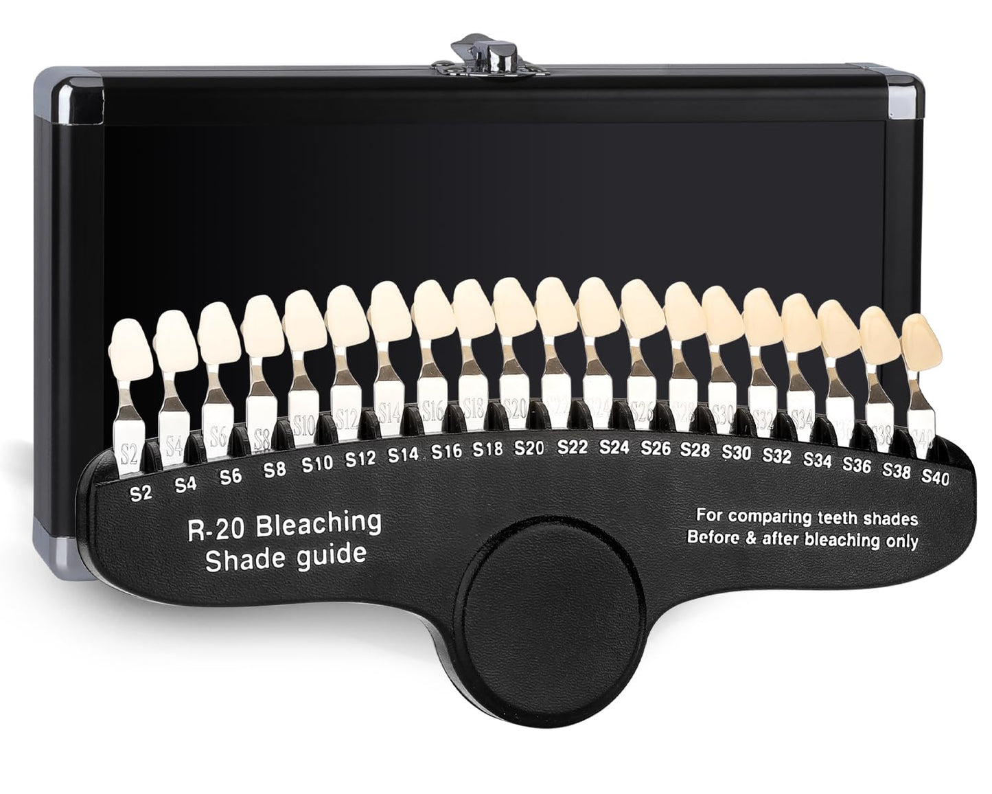 LVCHEN Dental Shade Guide Professional 3D R-20 Tooth Whitening Shade Chart with 20 Colors Teeth Shade Guide with Mirror
