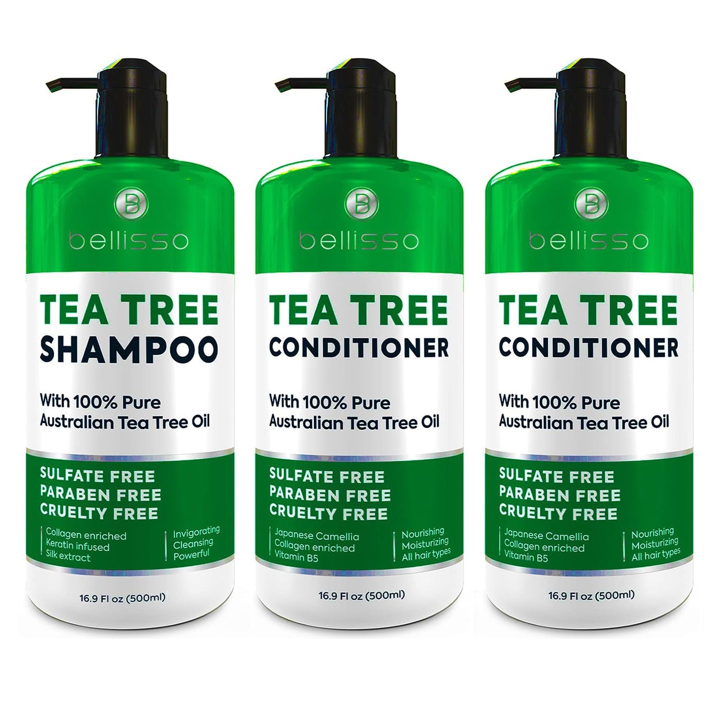Tea Tree Oil Shampoo & Conditioner Set - Nourishing Hair Care | 16 Fl Oz