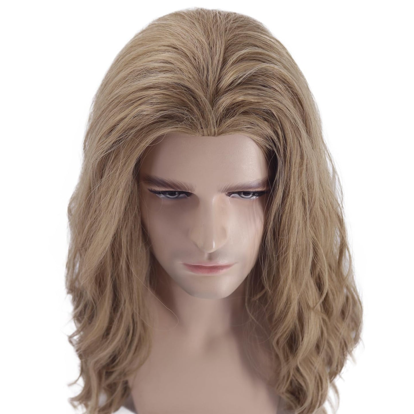 PATTNIUM Blonde Wig Mens Shoulder length Ash Blonde Wig Wavy Dirty Blonde Wigs Male Hair Heat Resistant Synthetic Hair Cosplay Party Costume Daily Wear Wigs (Ash Blonde)